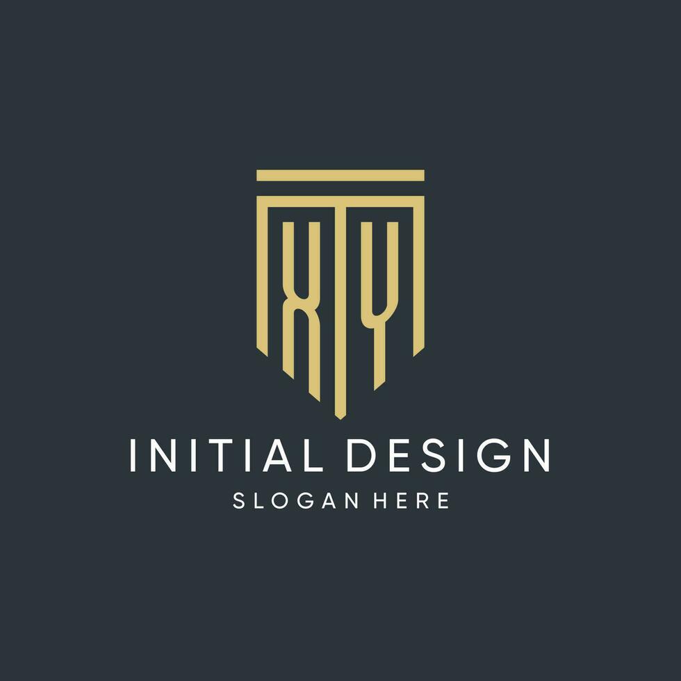 XY monogram with modern and luxury shield shape design style vector