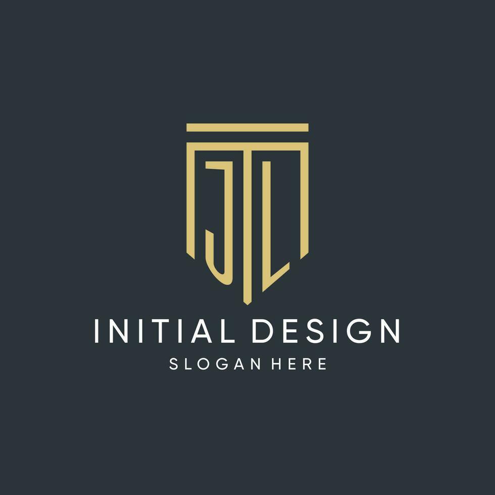 JL monogram with modern and luxury shield shape design style vector