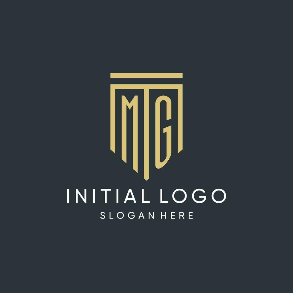 Mg logo monogram with emblem shield shape design Vector Image