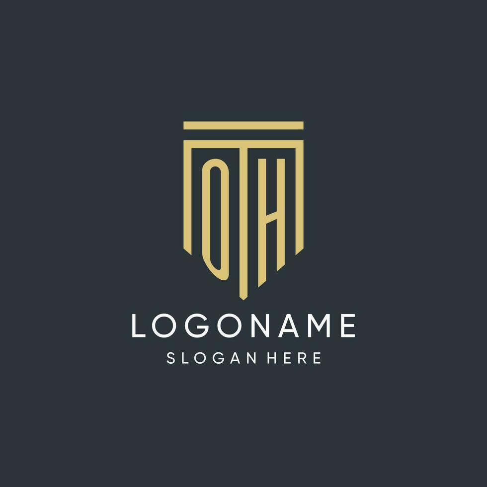 OH monogram with modern and luxury shield shape design style vector