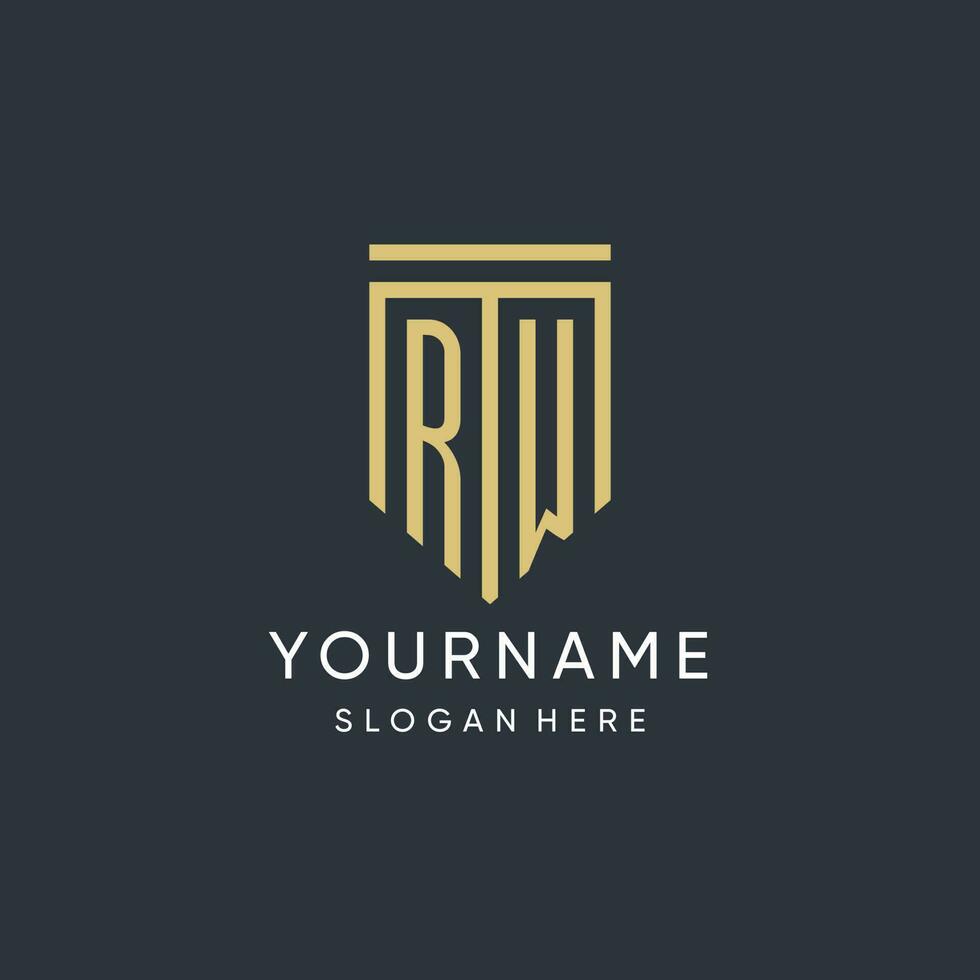 RW monogram with modern and luxury shield shape design style vector