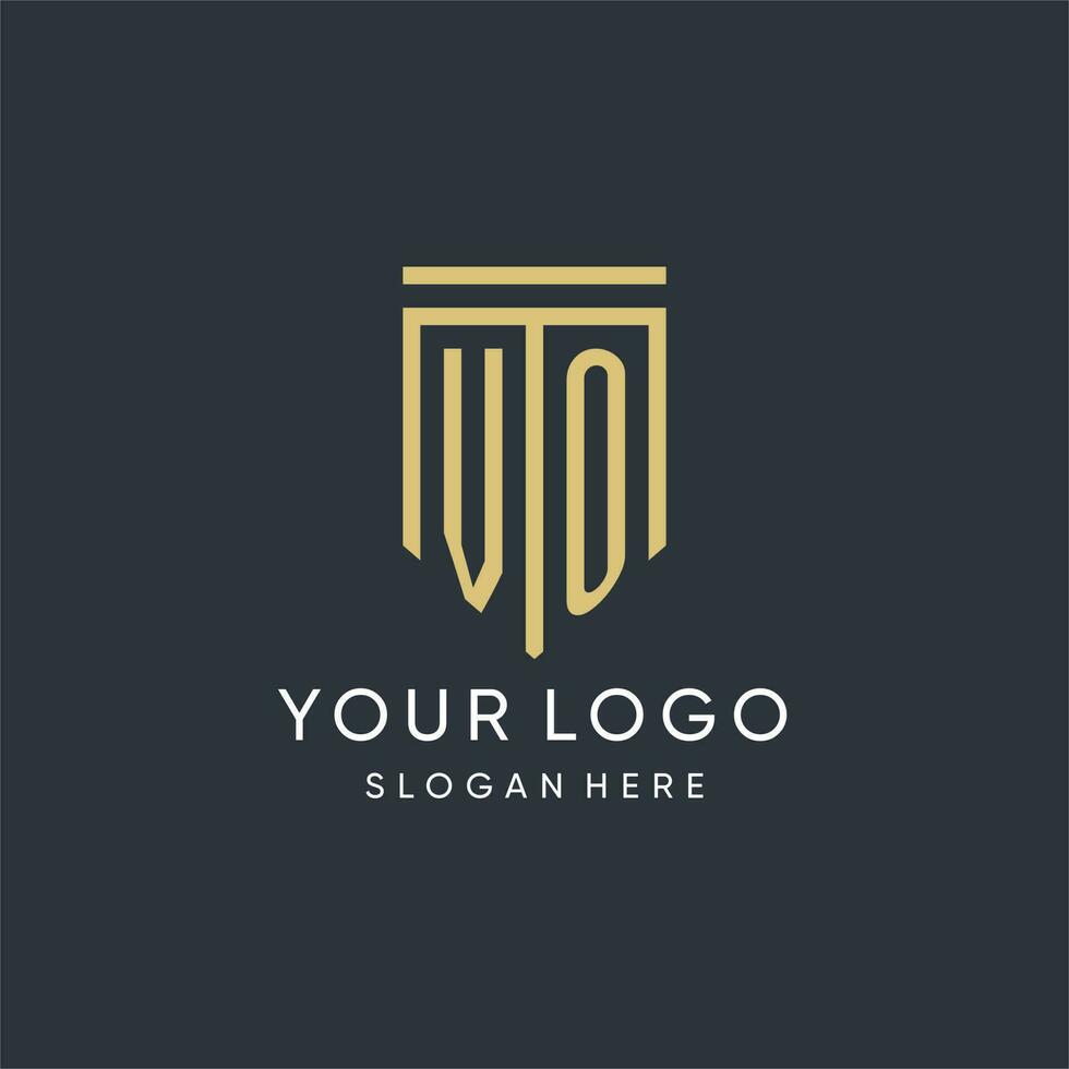 VO monogram with modern and luxury shield shape design style vector
