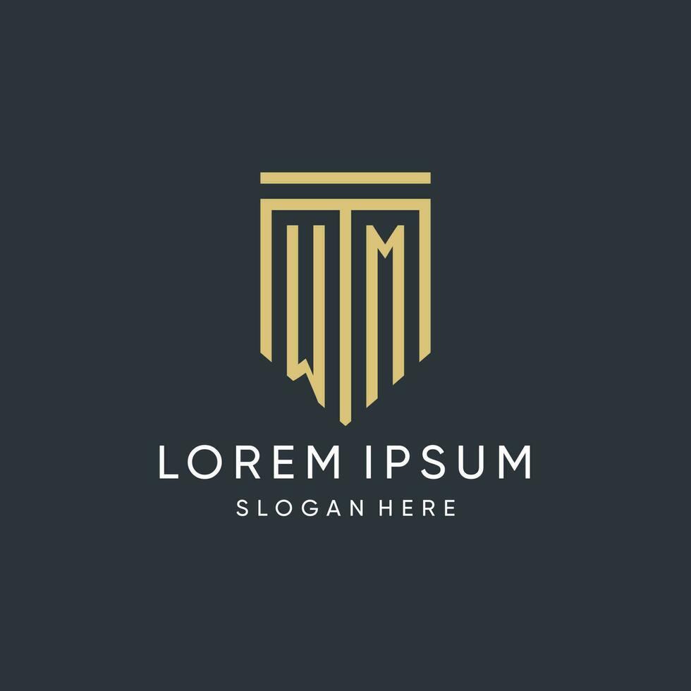 WM monogram with modern and luxury shield shape design style vector