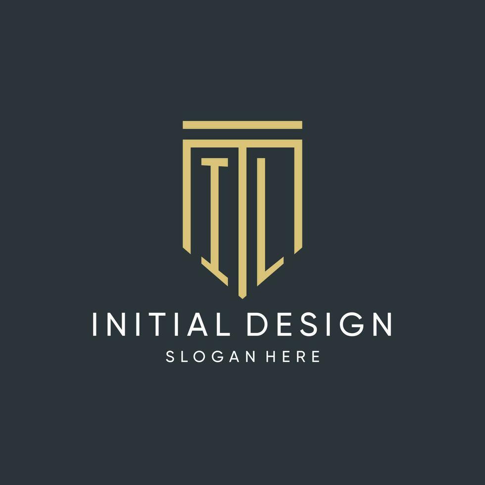 IL monogram with modern and luxury shield shape design style vector