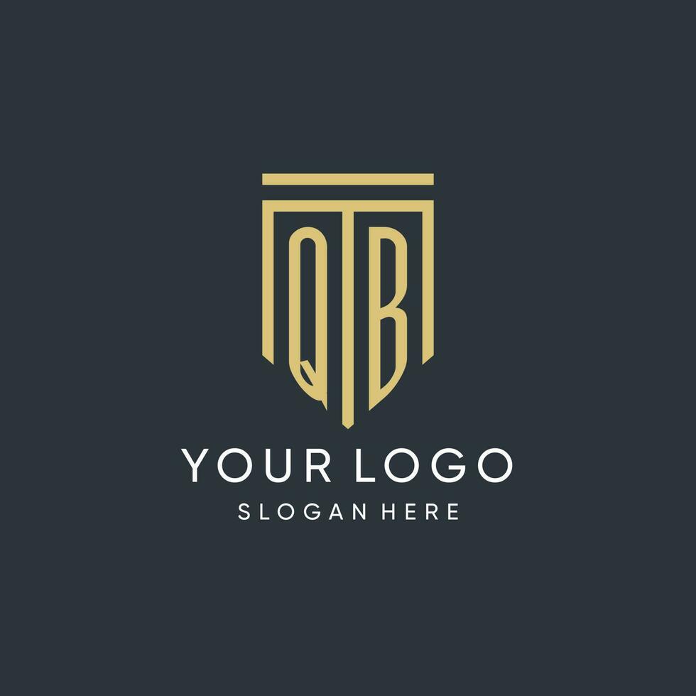 QB monogram with modern and luxury shield shape design style vector