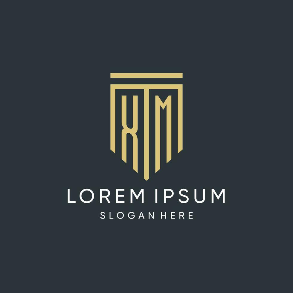 XM monogram with modern and luxury shield shape design style vector