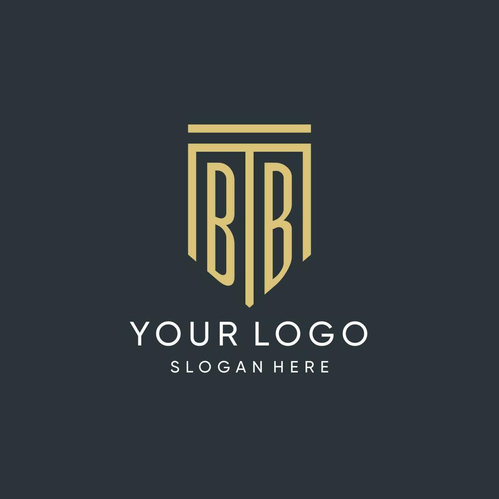 BB monogram with modern and luxury shield shape design style vector