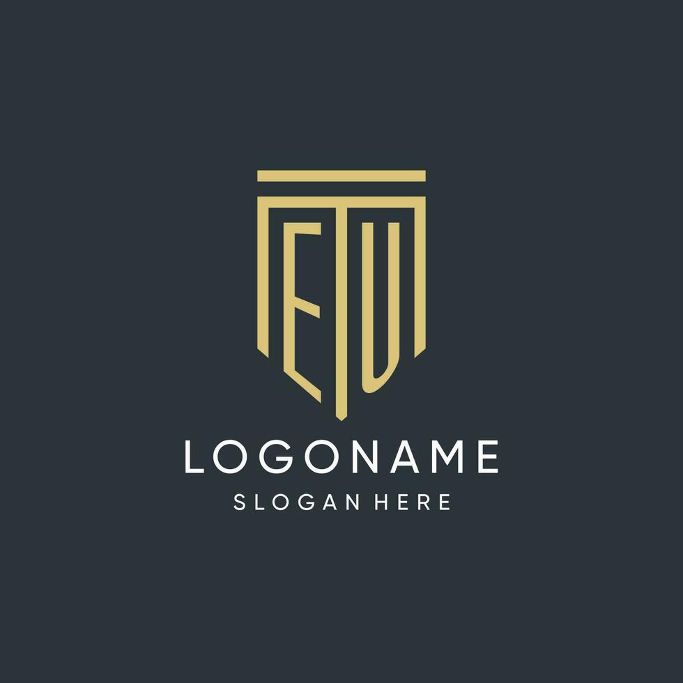EU monogram with modern and luxury shield shape design style vector