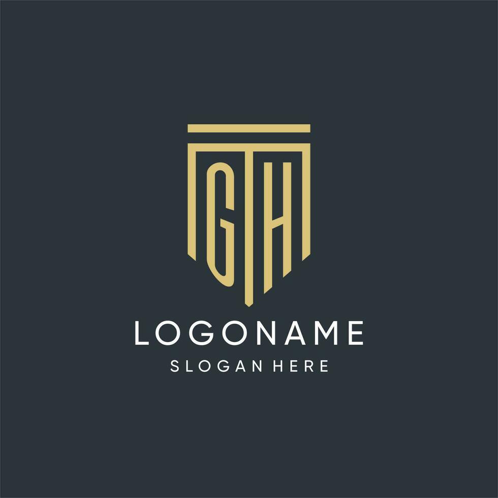 GH monogram with modern and luxury shield shape design style vector