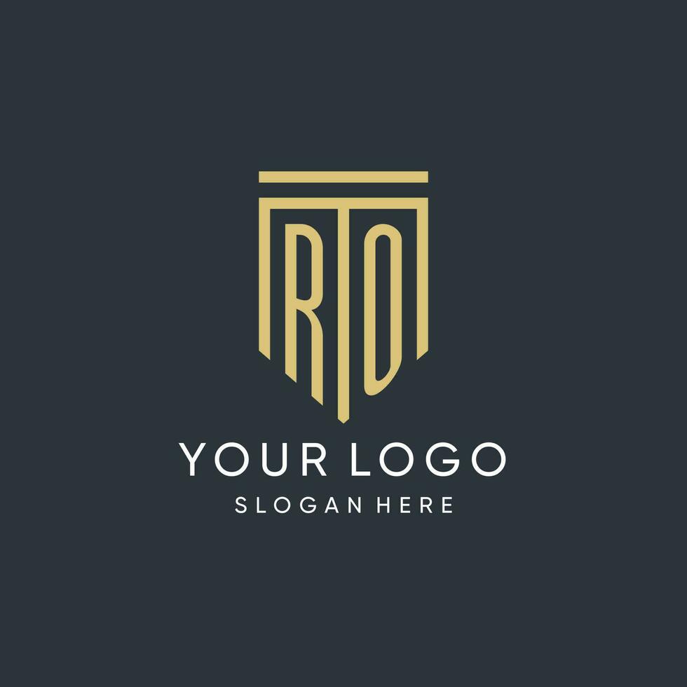 RO monogram with modern and luxury shield shape design style vector