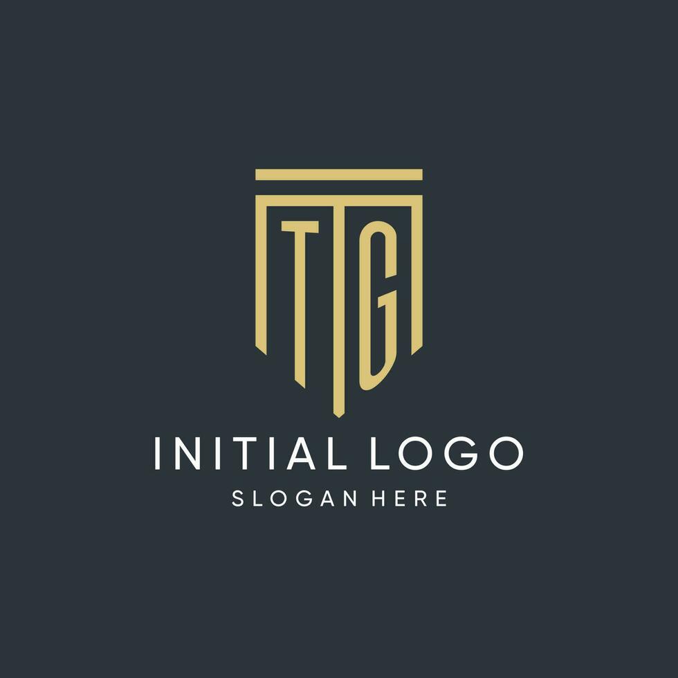 TG monogram with modern and luxury shield shape design style vector