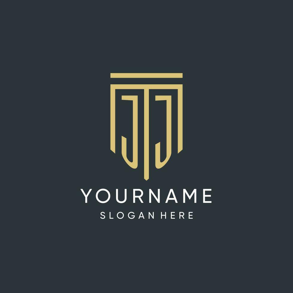 JJ monogram with modern and luxury shield shape design style vector