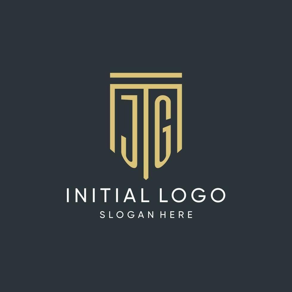 JG monogram with modern and luxury shield shape design style vector