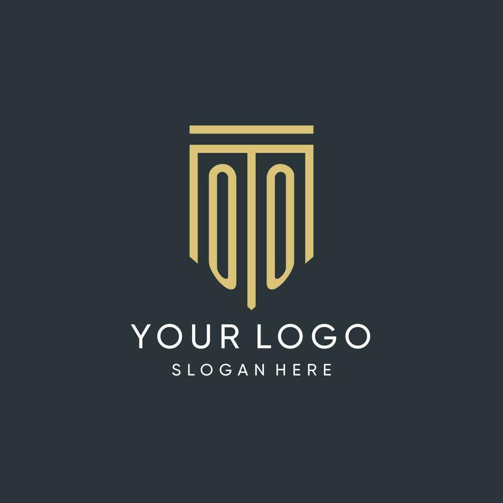 OO monogram with modern and luxury shield shape design style vector