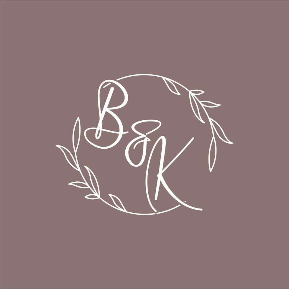 bk Boda iniciales monograma logo ideas vector