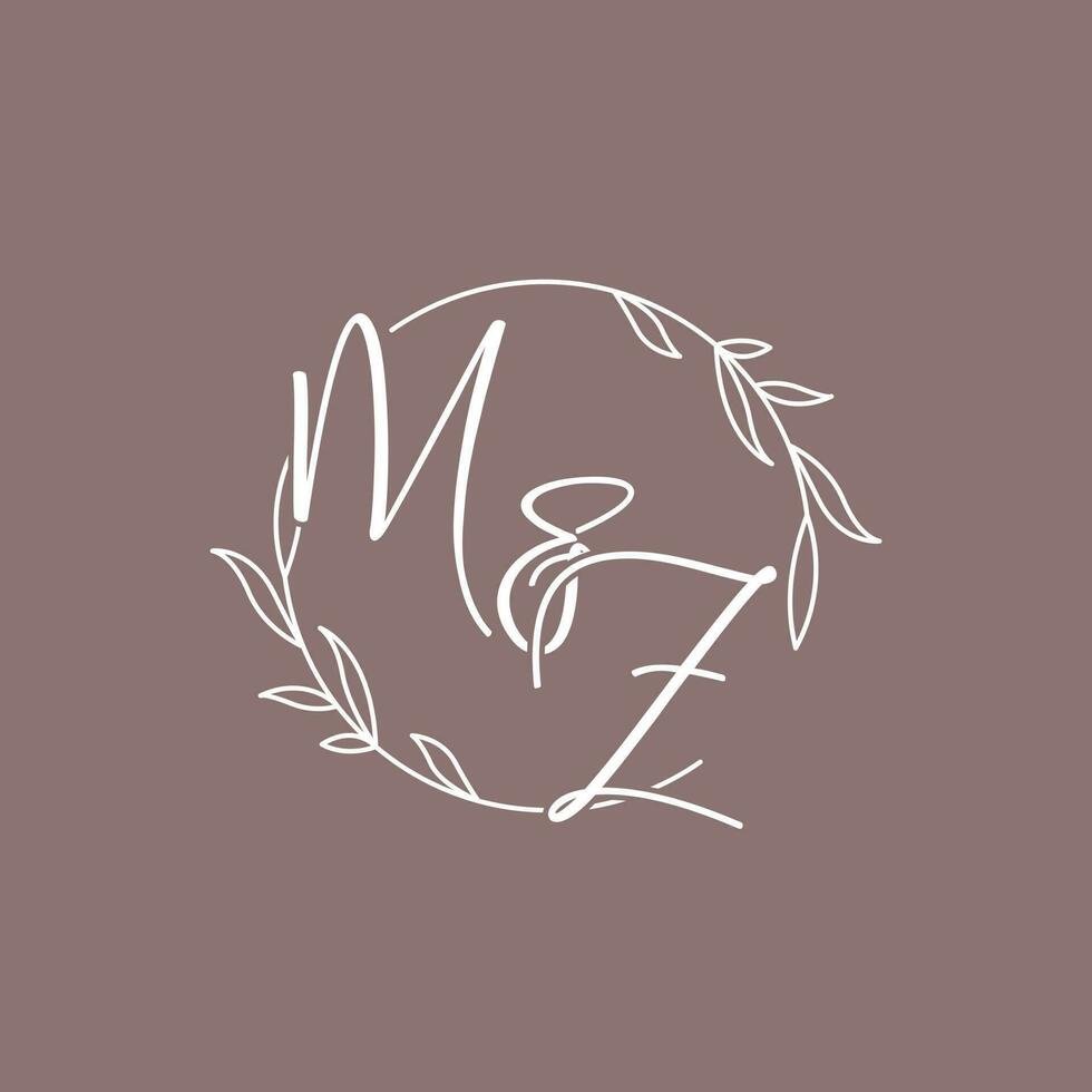 MZ wedding initials monogram logo ideas vector