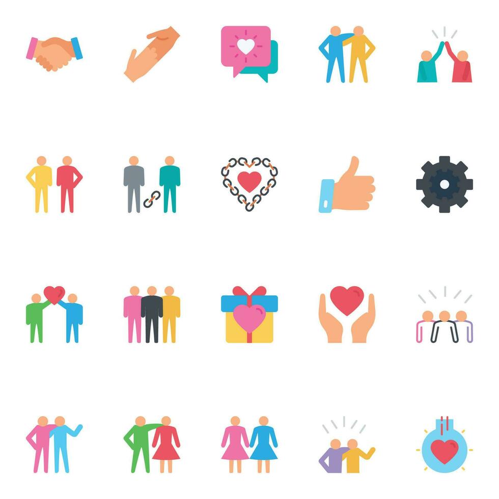 Flat color icons for Love and friendship vector