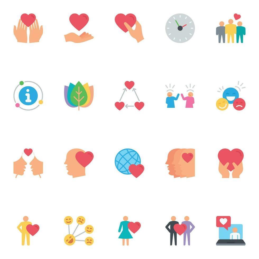 Flat color icons for Love and friendship vector