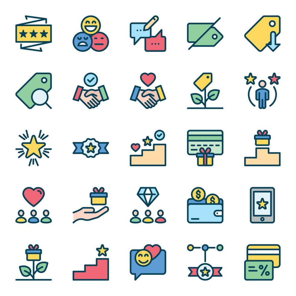 Filled color outline icons for Loyalty. vector