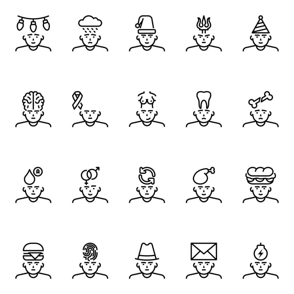 Outline icons for Thinking mind. vector
