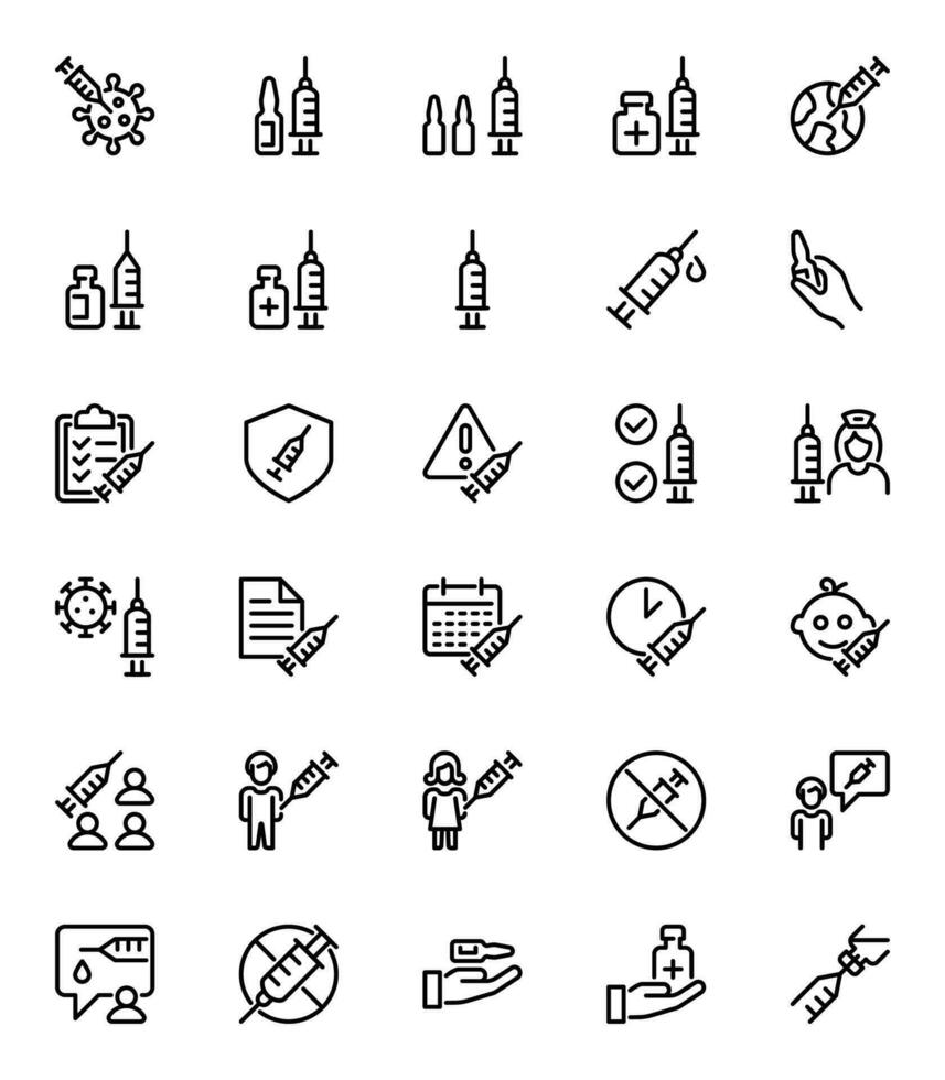 Outline icons for Vaccine. vector