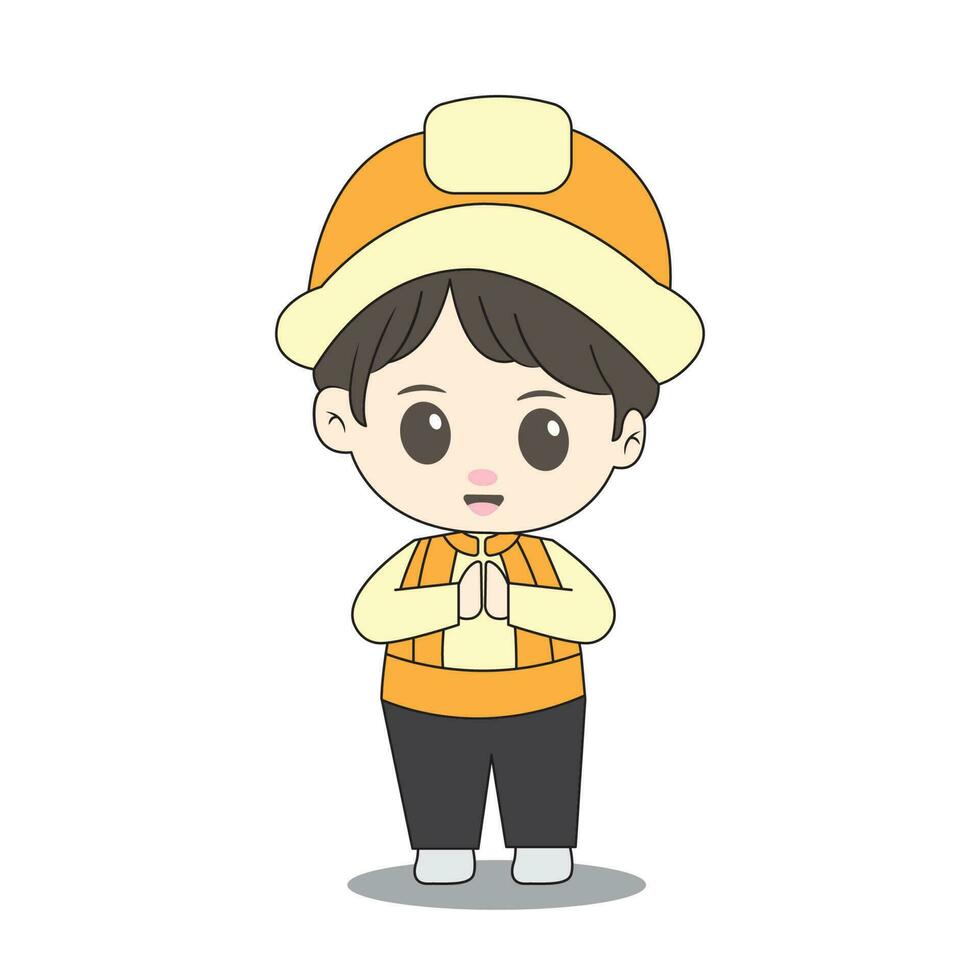 chibi character of a building architect vector