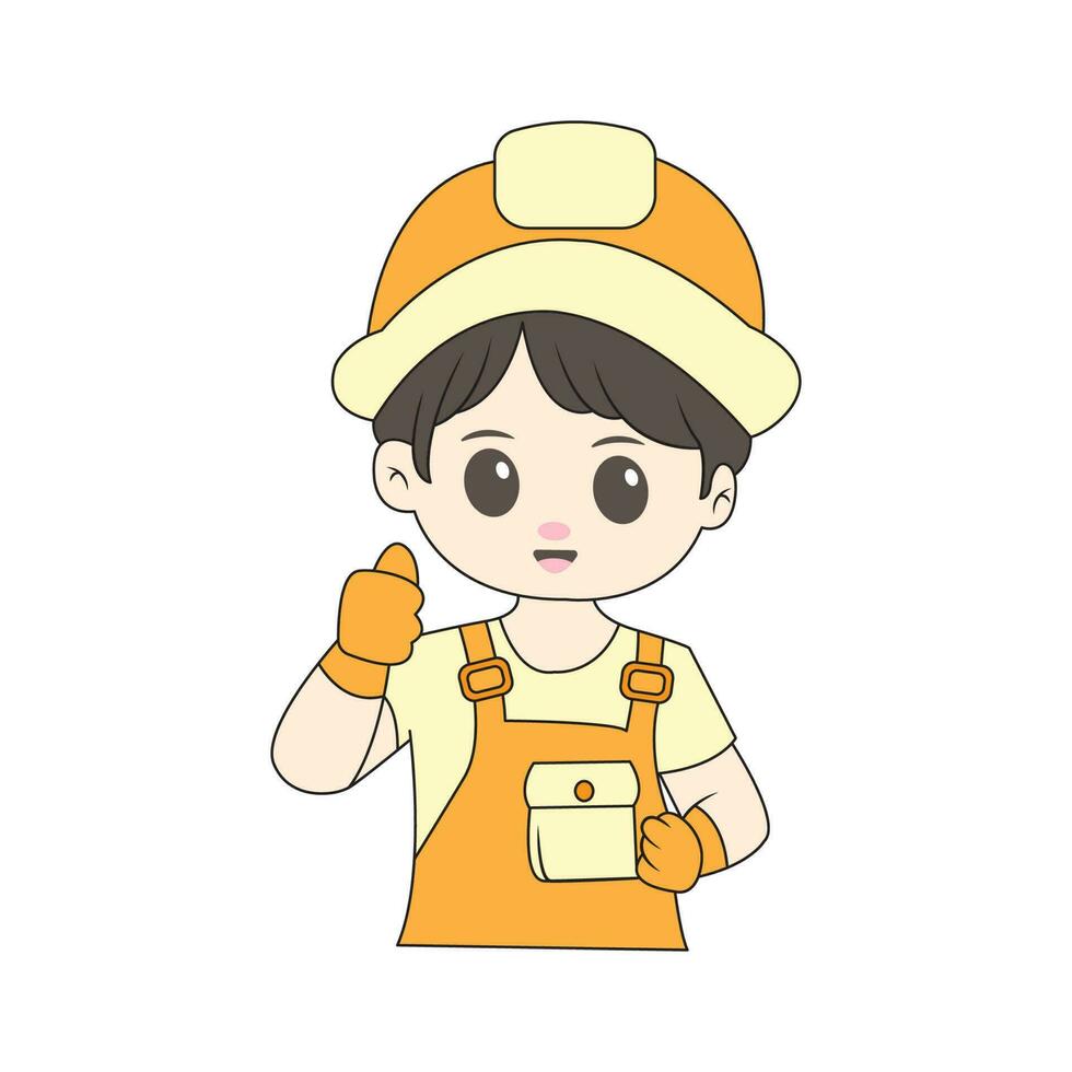 chibi character of a building architect vector