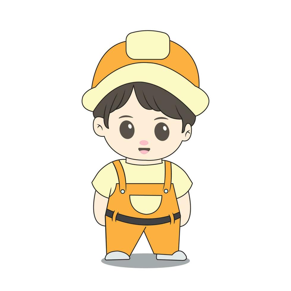 chibi character of a building architect vector