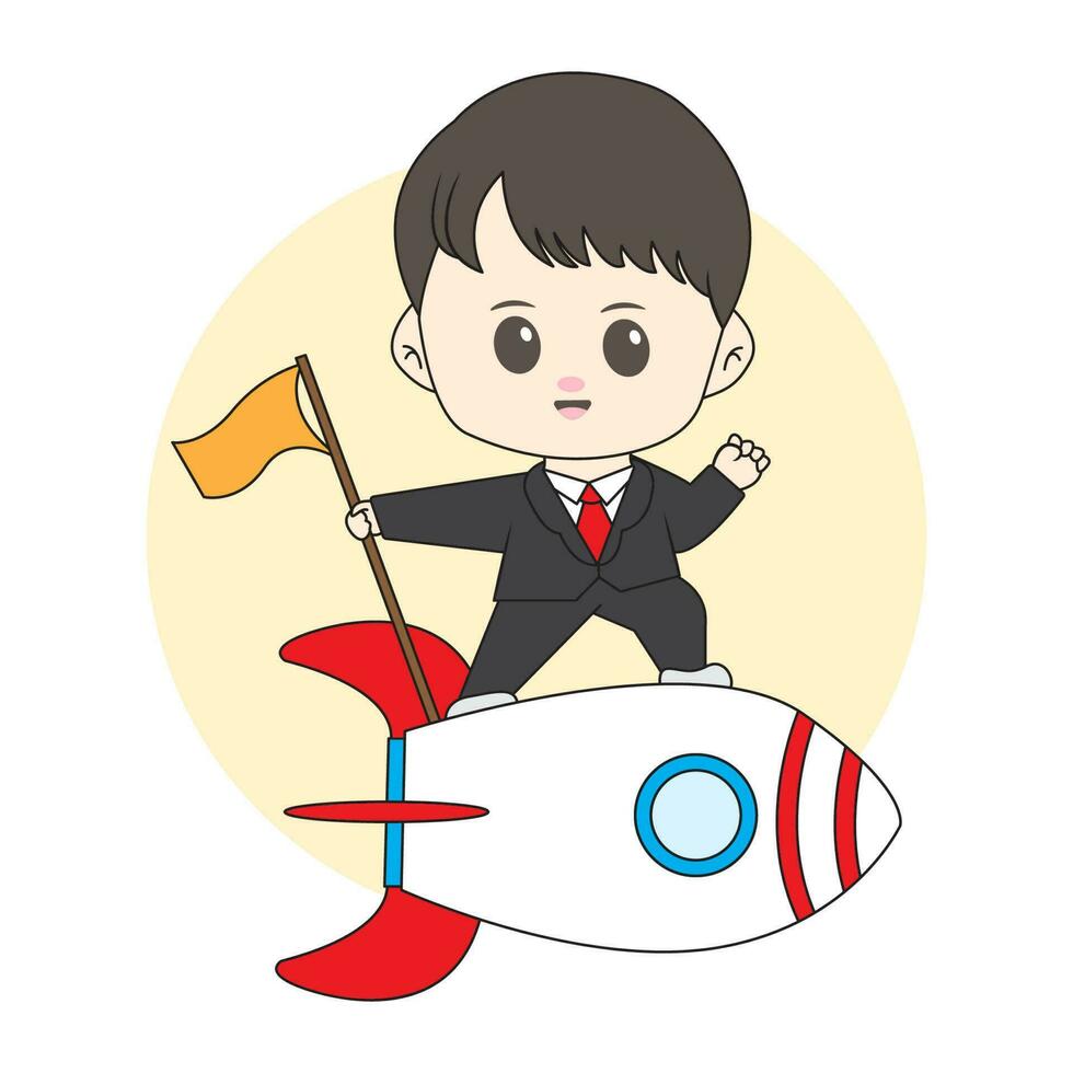 chibi boy business mascot for logo vector