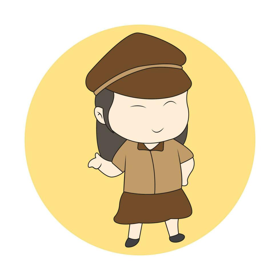 chibi niña explorar para logo vector