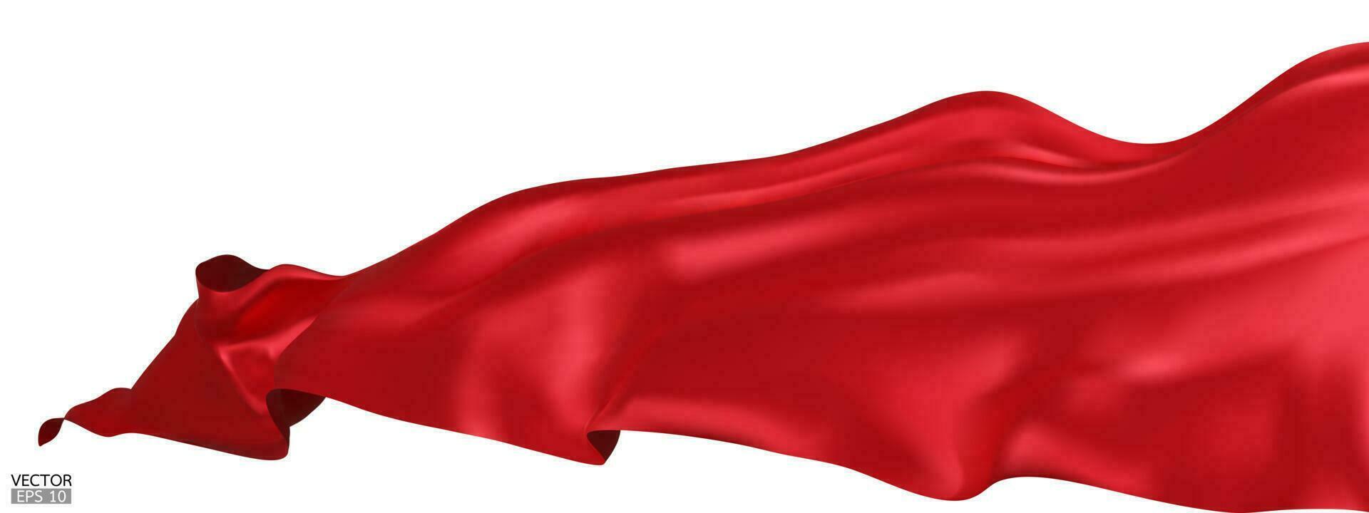 volador rojo seda textil tela bandera antecedentes. suave elegante rojo satín aislado en blanco antecedentes para grandioso apertura ceremonia. rojo cortina. 3d vector ilustración.