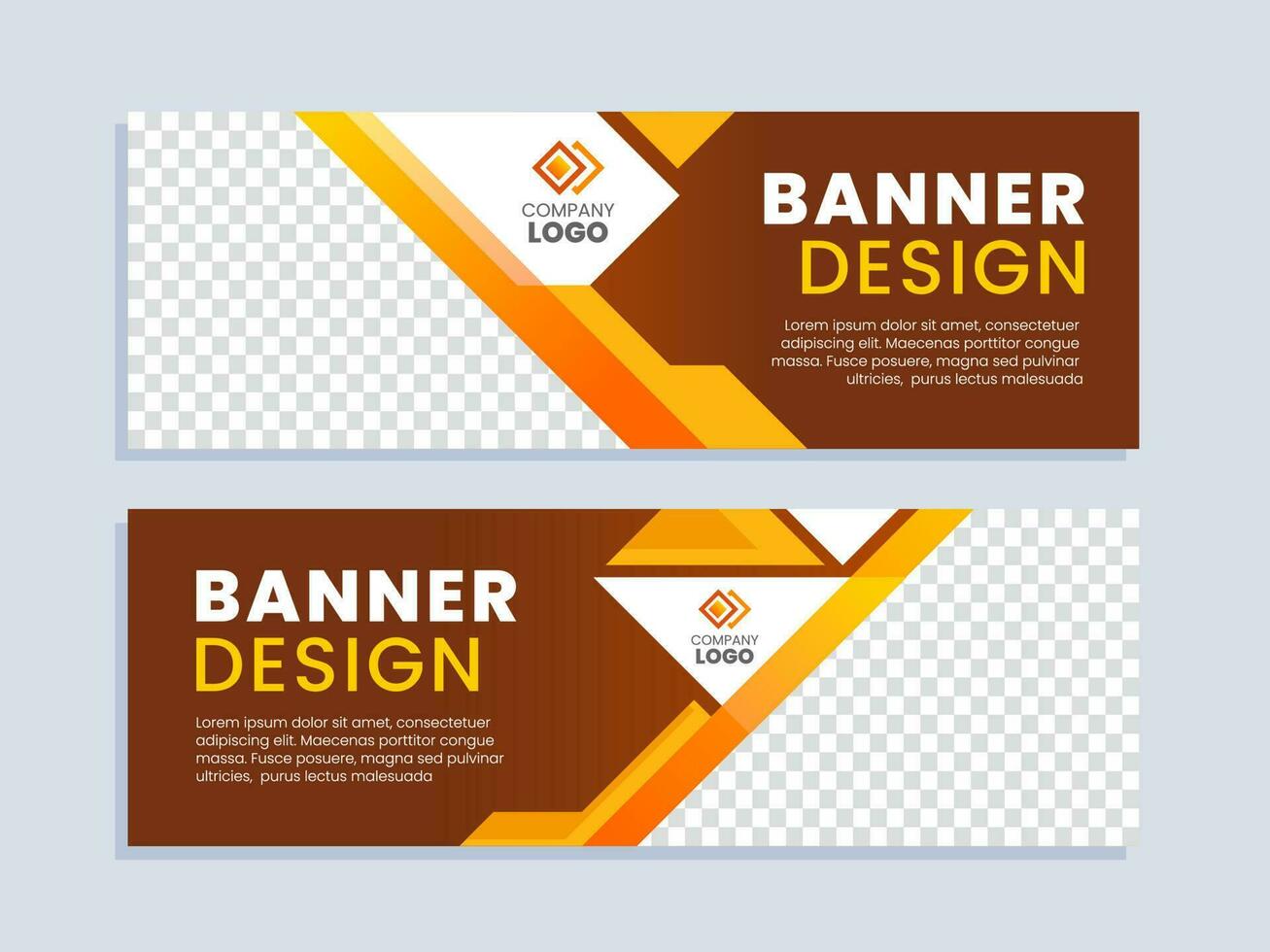 Business banner template with brown and orange background vector