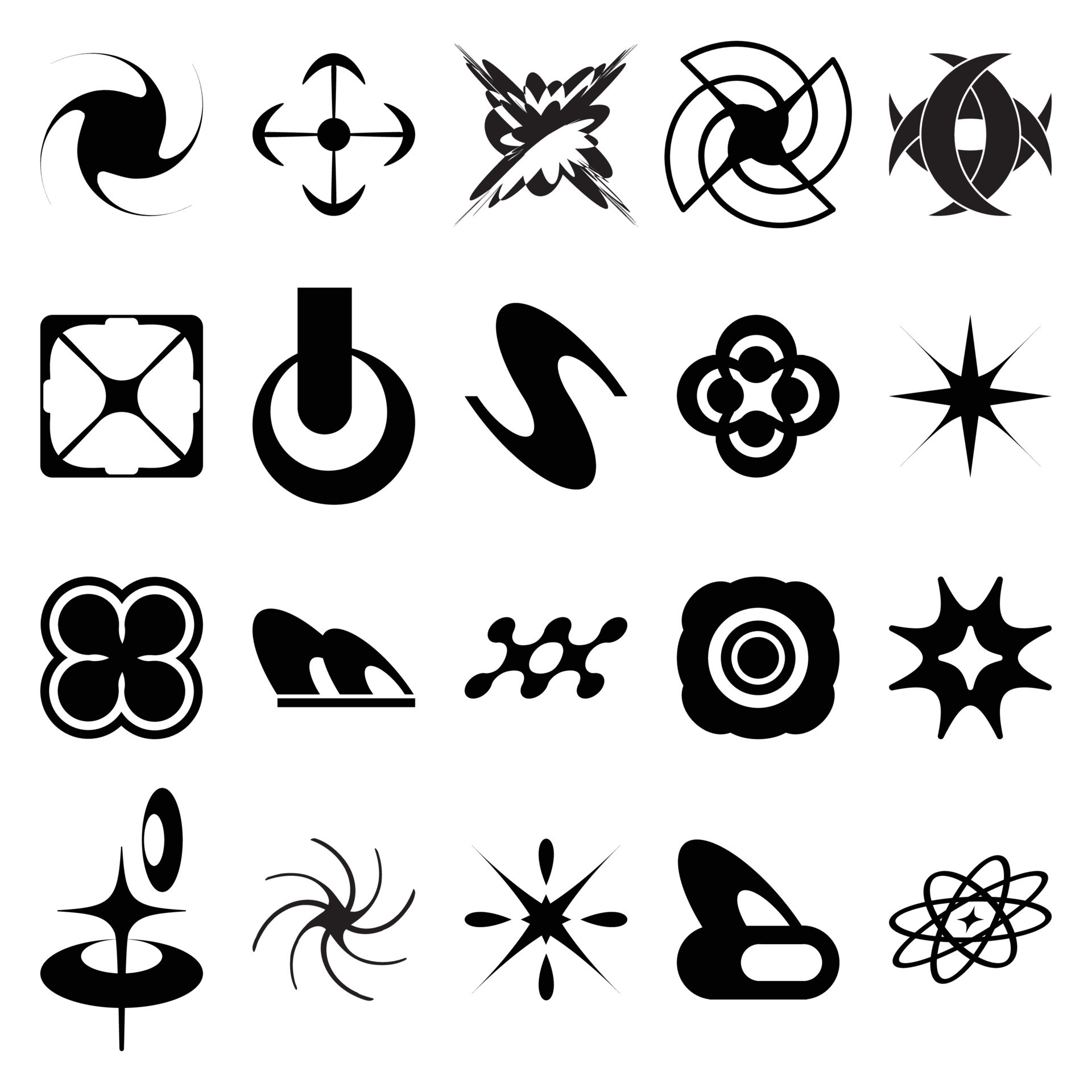 Y2k Style Symbols And Design Elements Collection Of Abstract And