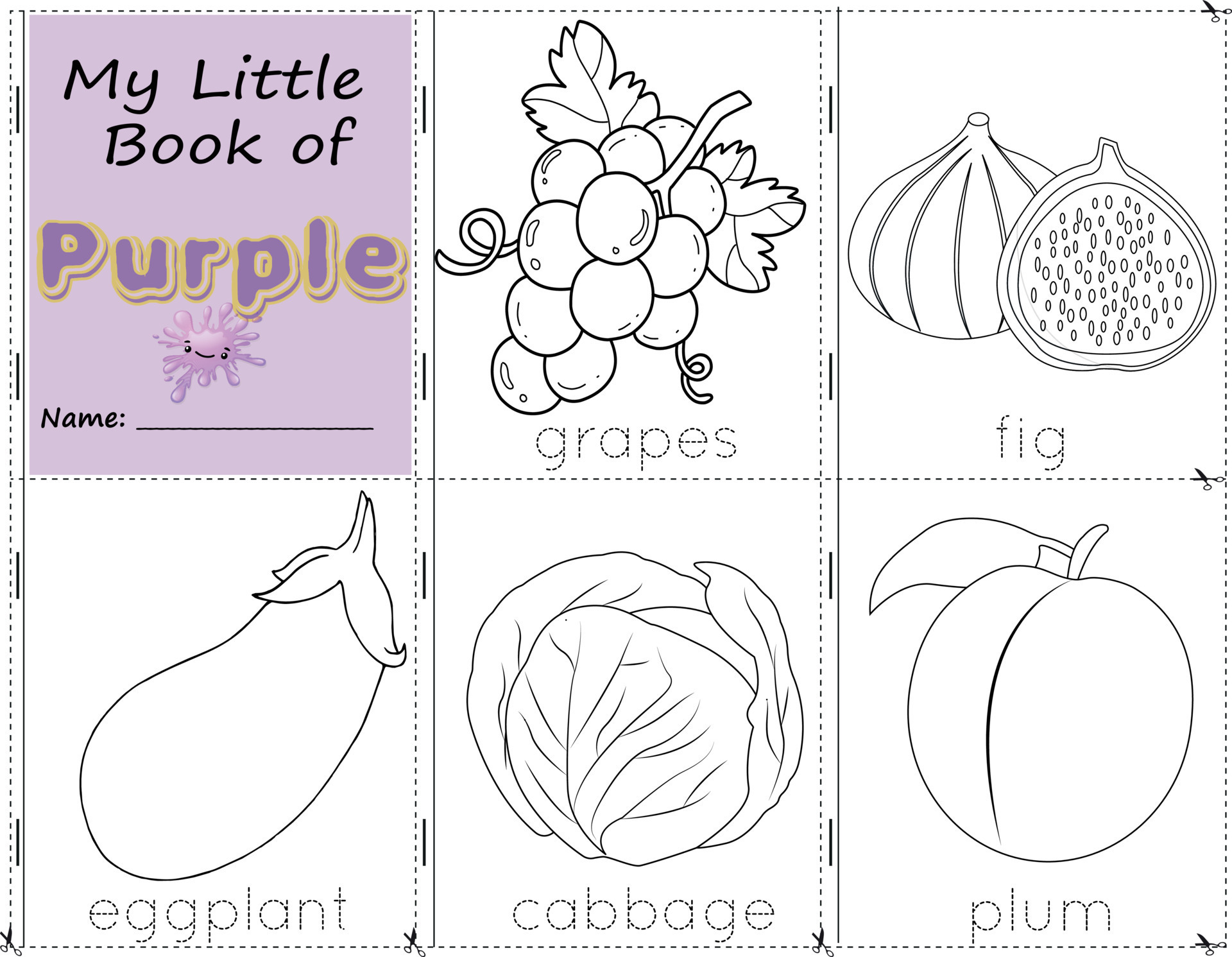 My Little Book of Purple Color objects purple to paint them as they are