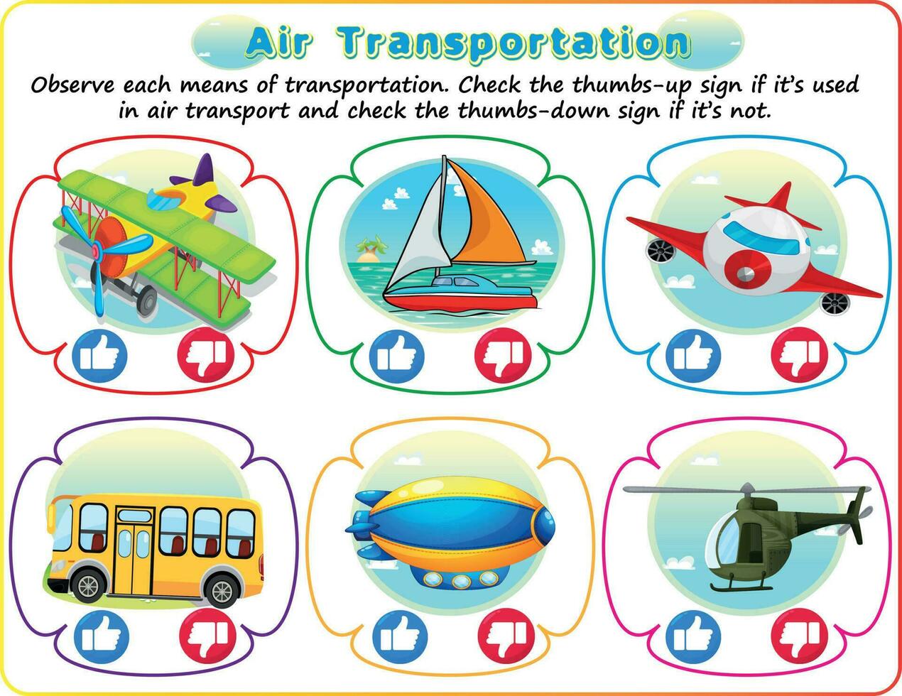 Logic air transportation worksheet, children's educational game. Choose the correct sign. activity worksheet for smart kids. vector