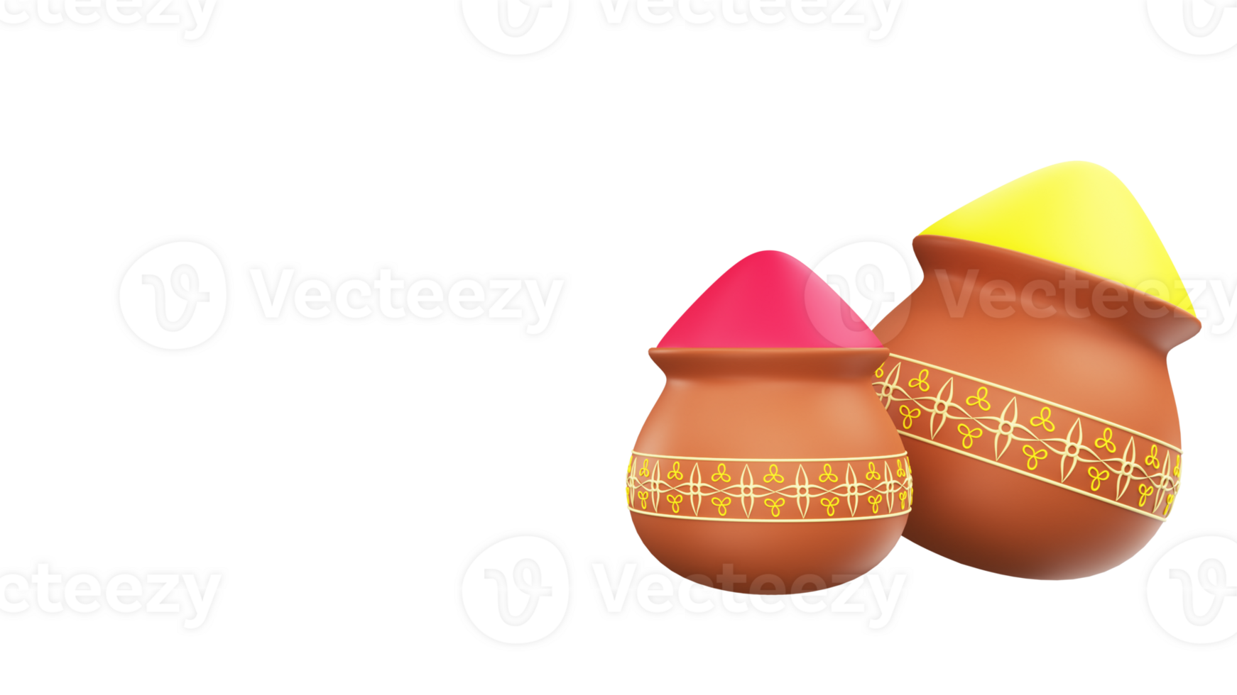 3d machen Lehm Töpfe voll von Farbe Pulver Element. png