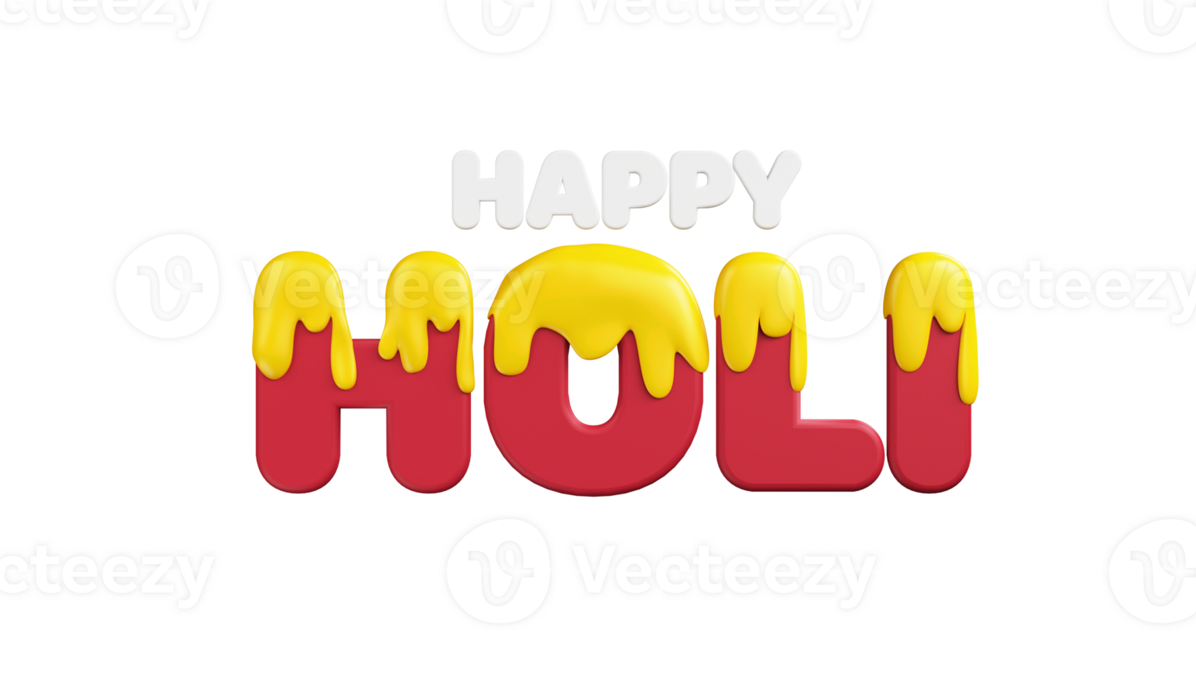 3D Render Of Happy Holi Text With Dripping Effect Over Background. png