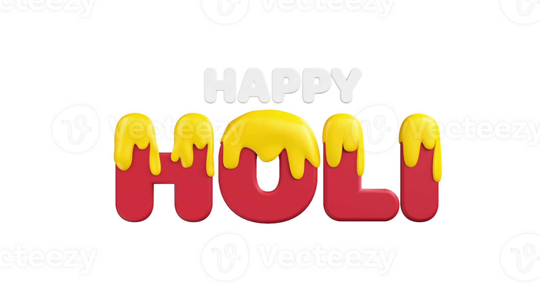 3d framställa av Lycklig holi text med droppande effekt över bakgrund. png