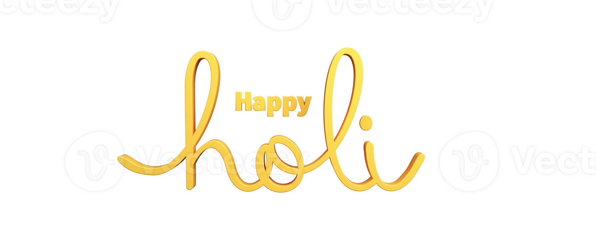 3D Render Of Yellow Happy Holi Font Against Background. png