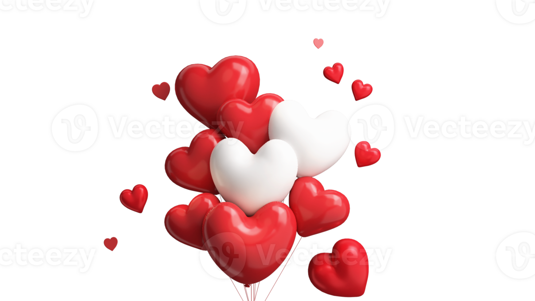 3d hacer de rojo y blanco corazón forma globos manojo en pastel rosado antecedentes. amor o san valentin concepto. png