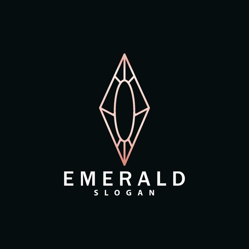 Emerald Logo, Gemstone Vector, Luxurious Premium Vintage Retro Elegant Design, Diamond Jewelry Icon, Symbol Illustration vector