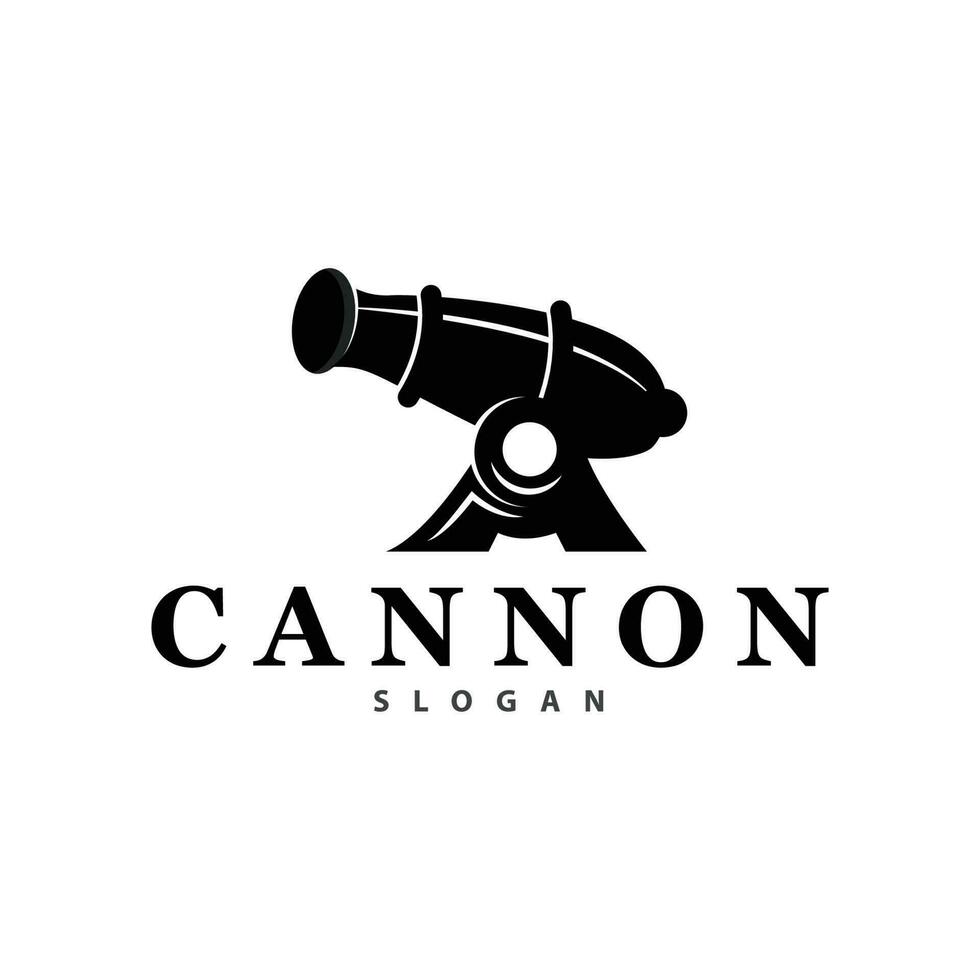 cañón logo, elegante sencillo diseño retro Clásico estilo, guerra artillería vector, ilustración símbolo icono vector