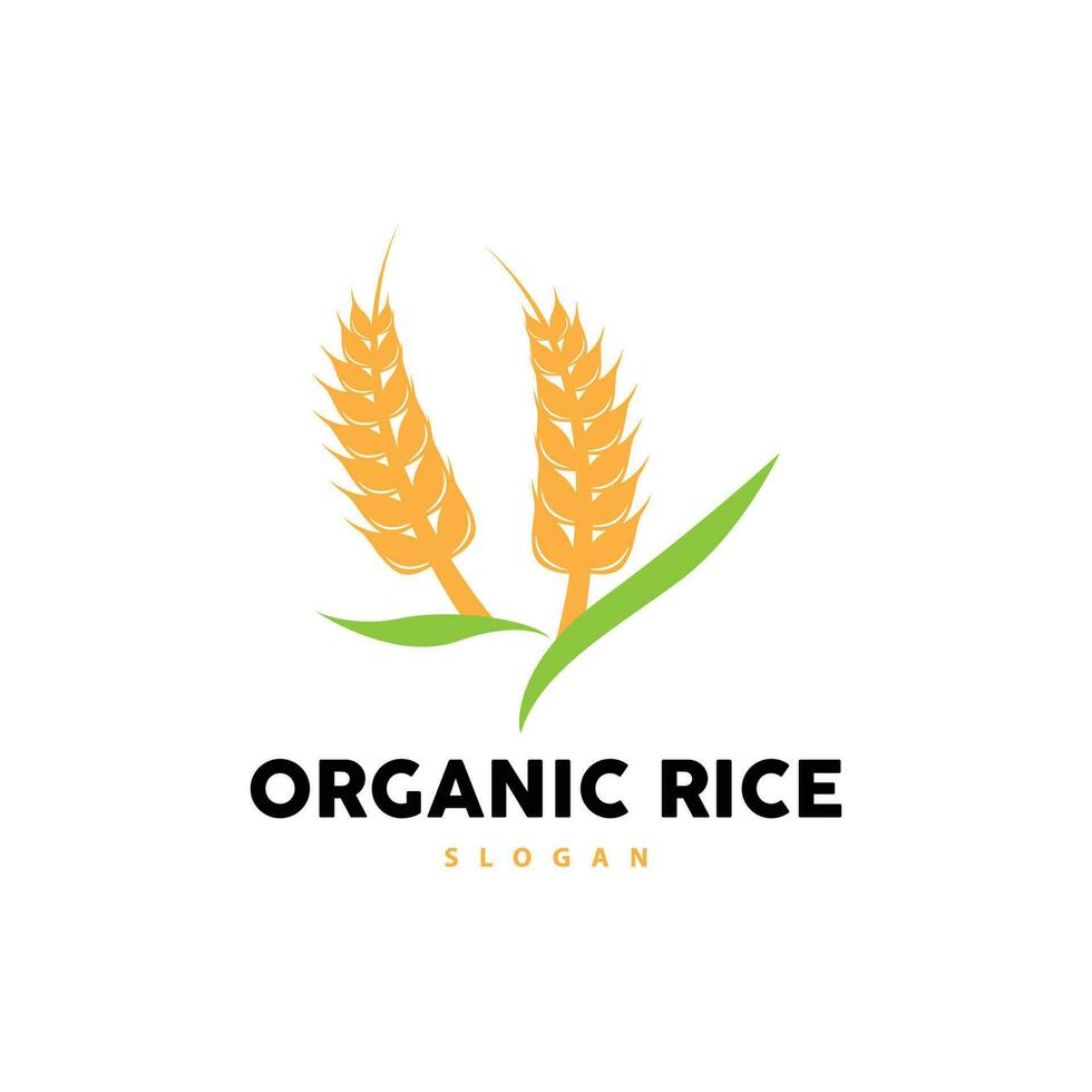 Wheat Rice Logo, Agricultural Organic Plant Vector, Golden Bread Material Luxury Design, Retro Vintage Theme Design vector