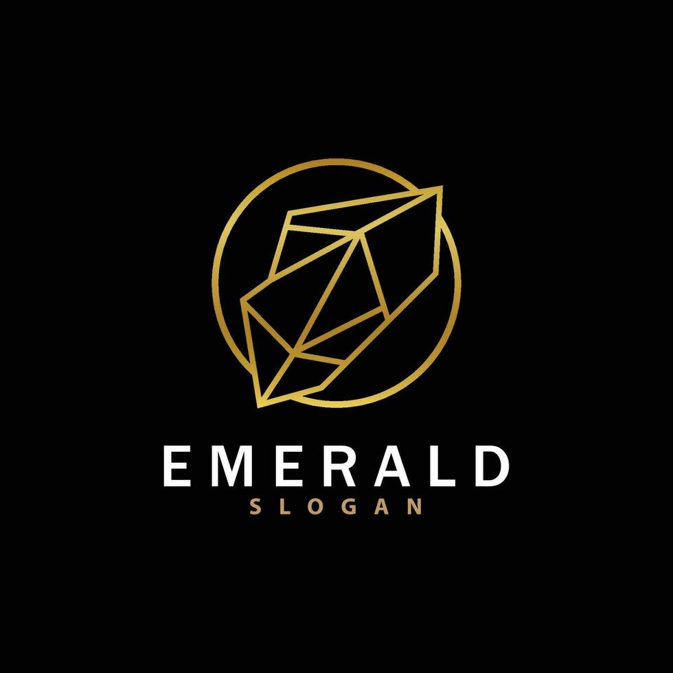 Emerald Logo, Gemstone Vector, Luxurious Premium Vintage Retro Elegant Design, Diamond Jewelry Icon, Symbol Illustration vector