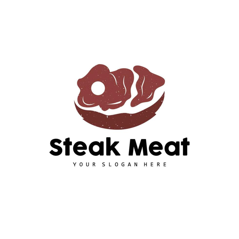 Steak Logo, Vintage Retro Rustic BBQ Grill Theme Design Style, Barbeque Fresh Meat Vector, Icon Symbol Illustration vector