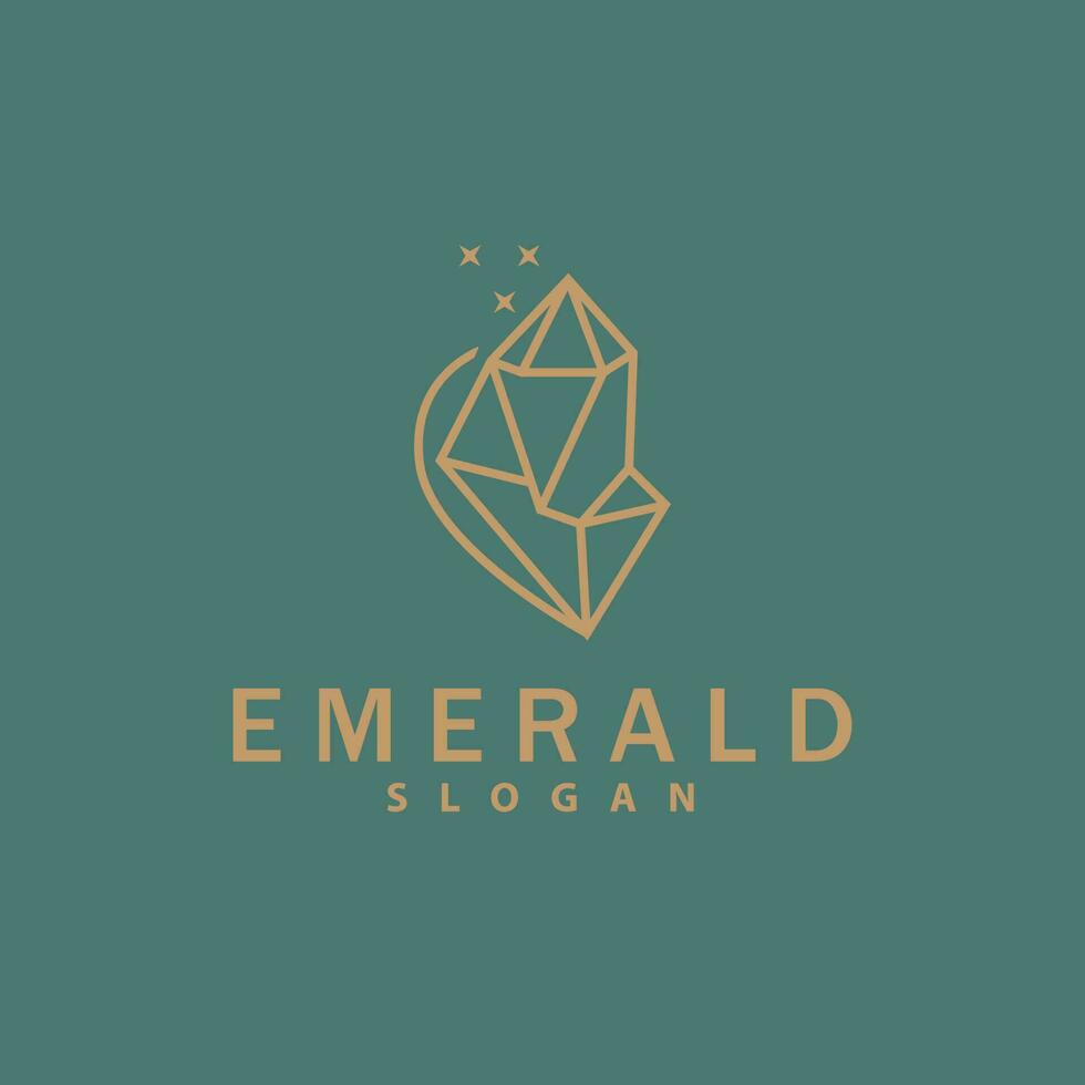 Emerald Logo, Gemstone Vector, Luxurious Premium Vintage Retro Elegant Design, Diamond Jewelry Icon, Symbol Illustration vector