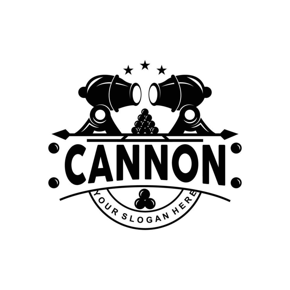 cañón logo, elegante sencillo diseño retro Clásico estilo, guerra artillería vector, ilustración símbolo icono vector