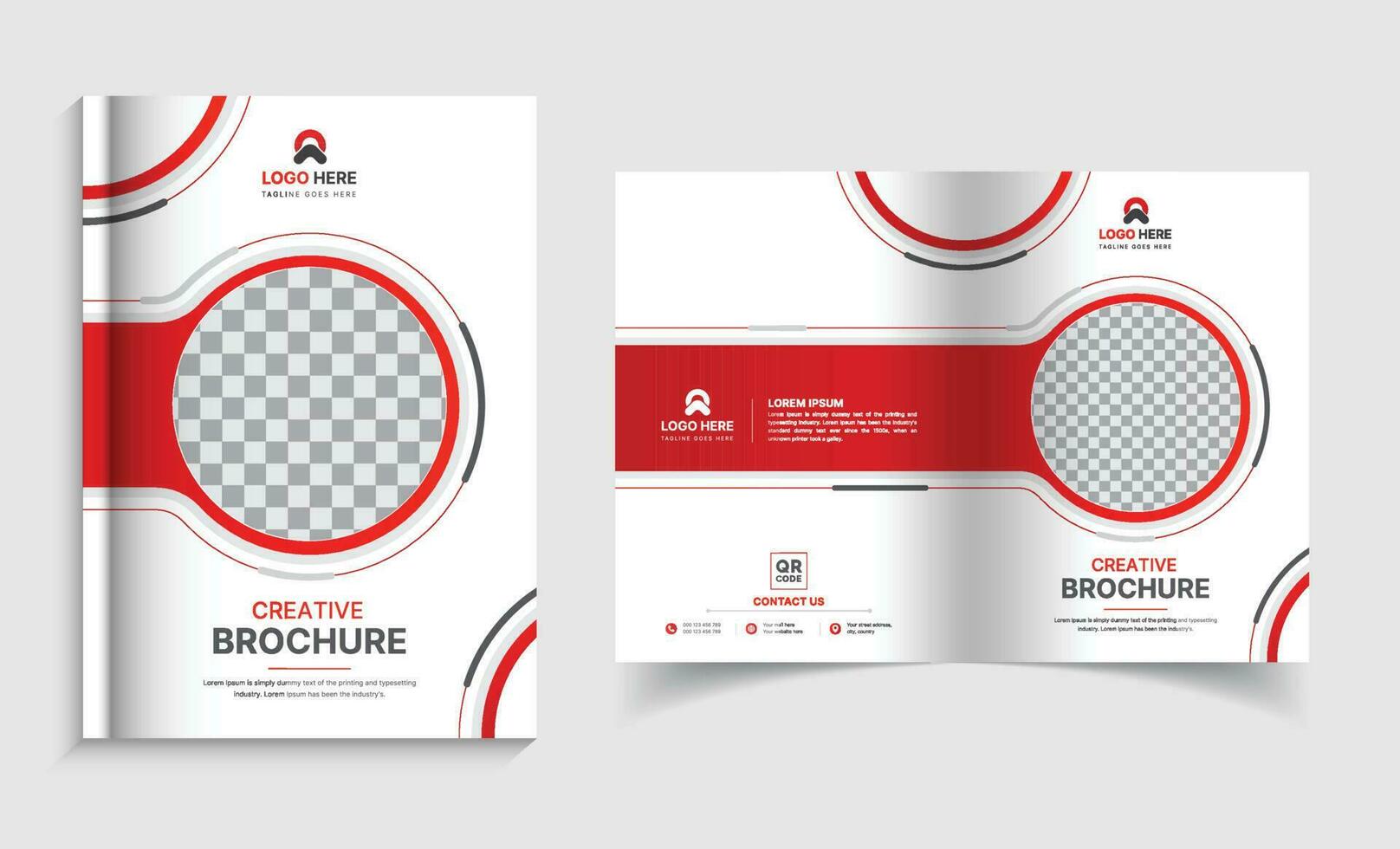 Creative brochure cover design with red shape vector