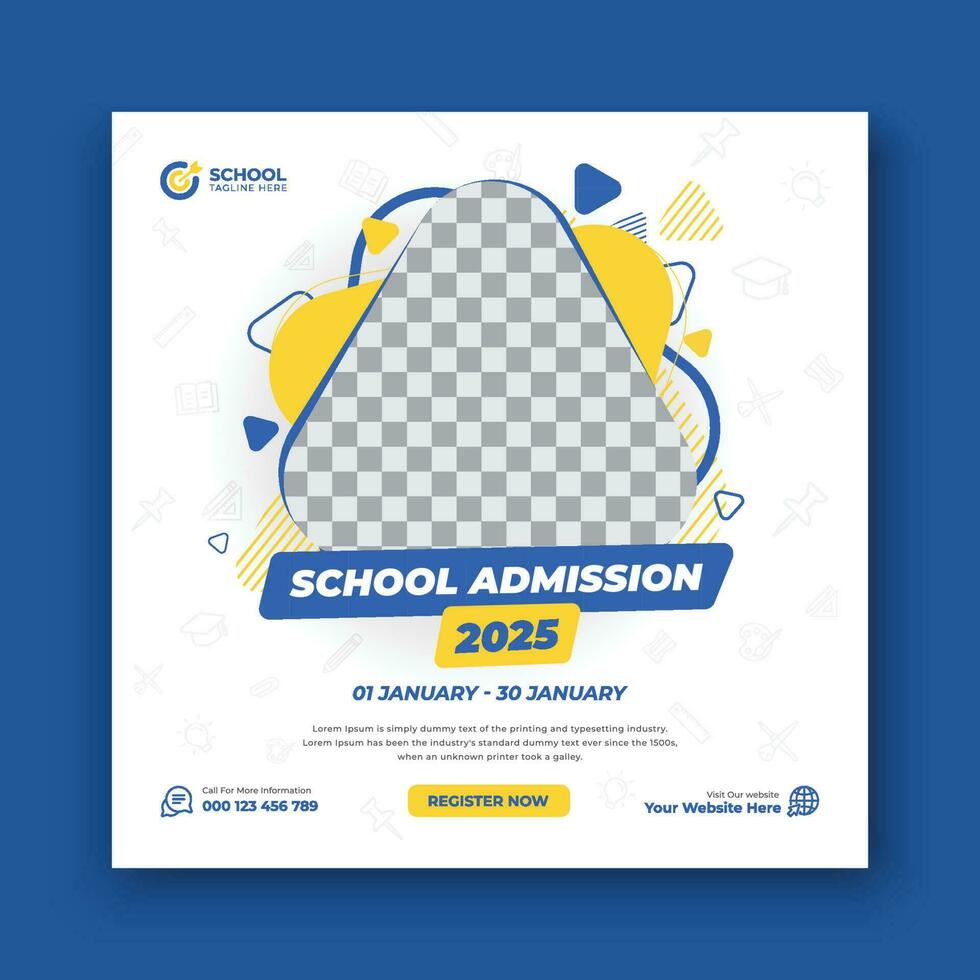 School admission social media post and web banner template vector