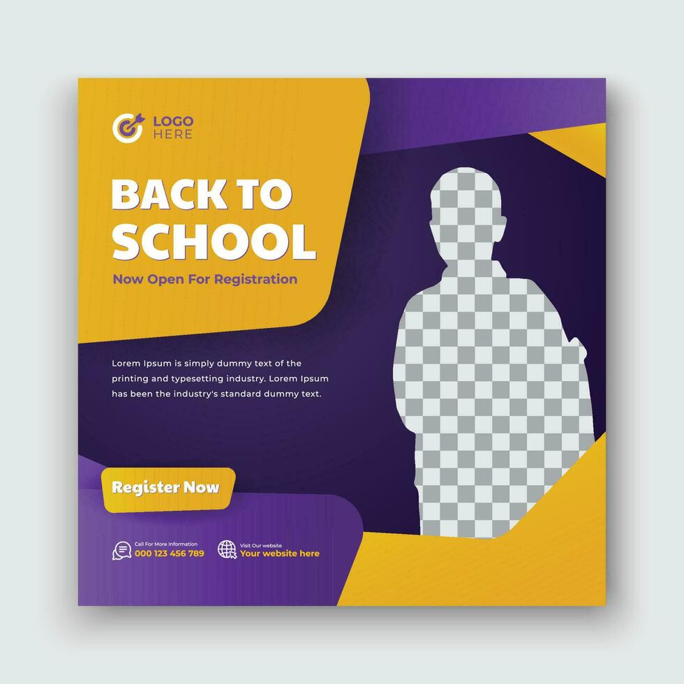 Back to school social media post and web banner template vector